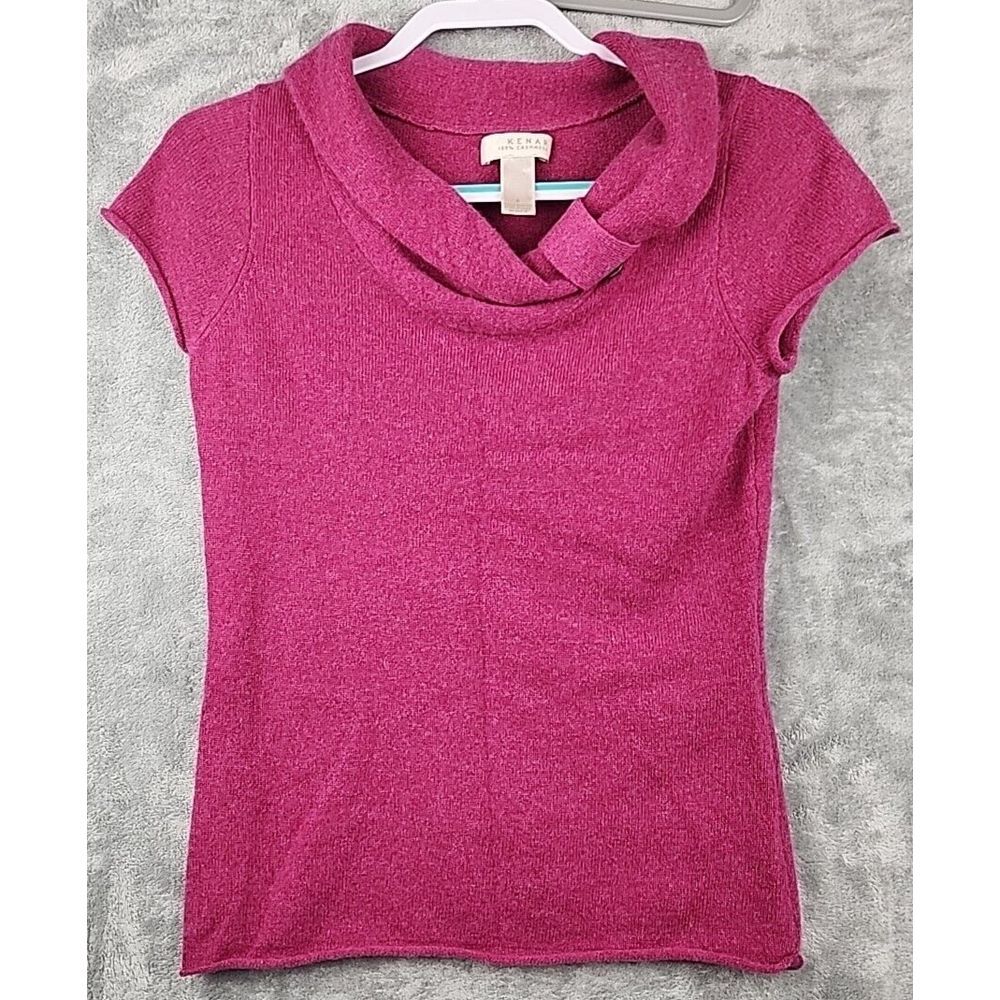 Kenar 100%‎ Cashmere Cowl Neck Womens Pink Tunic Sweater Size Small Sleeveless